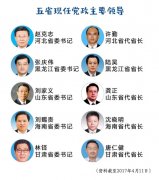 4月以来五省党政主要领导职务调整