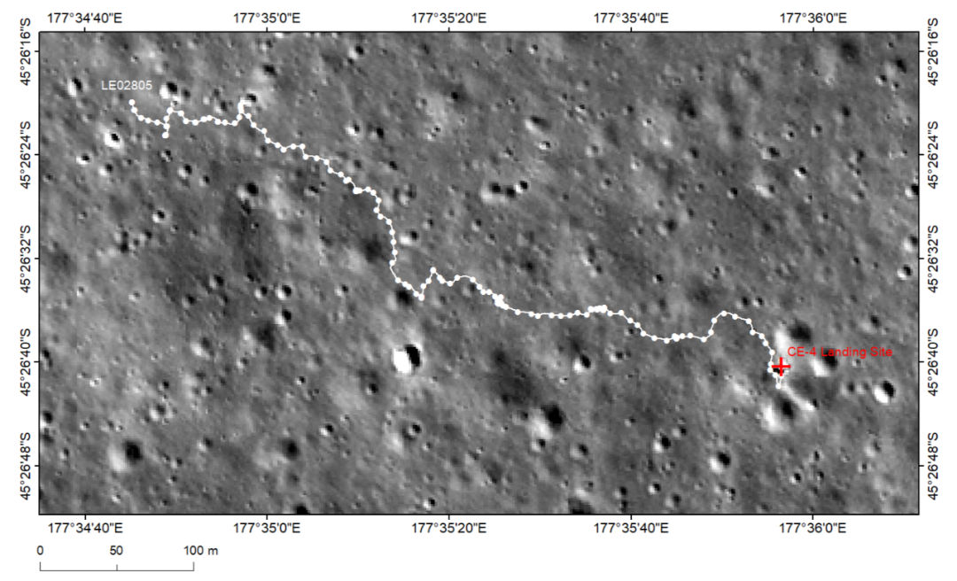 图1：“玉兔二号”月球车巡视路径图。  本文图片 “中国探月工程”微信公号